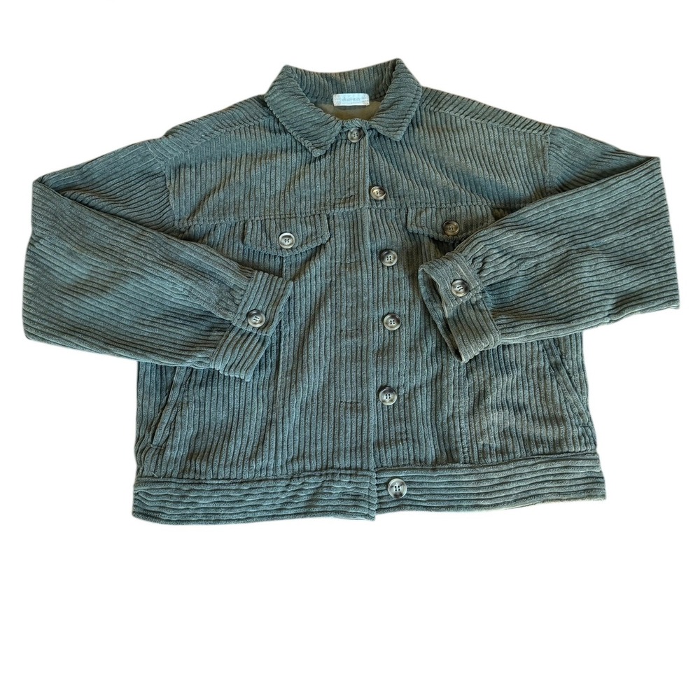 Altar'd State Corduroy Button Up Jacket Women's‎ Size L Green Trucker Style